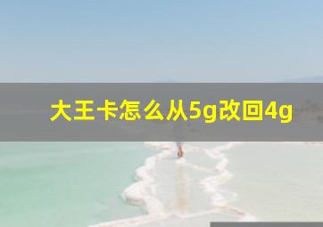 大王卡怎么从5g改回4g