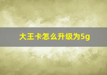 大王卡怎么升级为5g