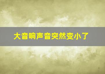 大音响声音突然变小了