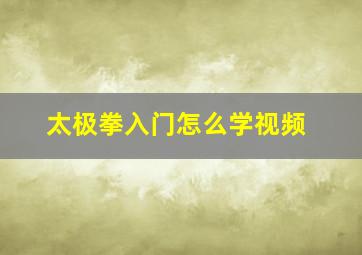 太极拳入门怎么学视频