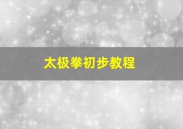 太极拳初步教程