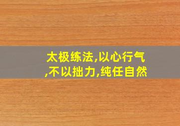 太极练法,以心行气,不以拙力,纯任自然