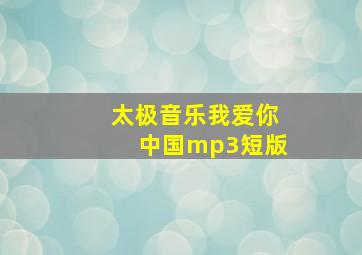 太极音乐我爱你中国mp3短版