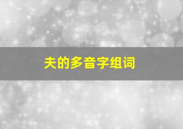 夫的多音字组词