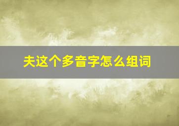 夫这个多音字怎么组词