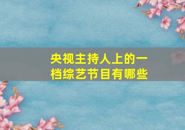 央视主持人上的一档综艺节目有哪些