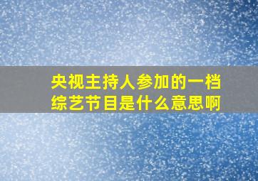 央视主持人参加的一档综艺节目是什么意思啊