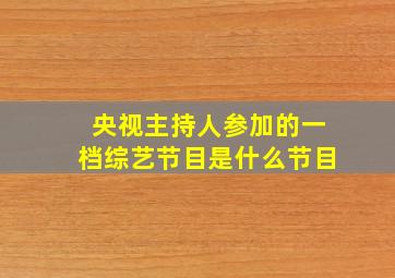 央视主持人参加的一档综艺节目是什么节目