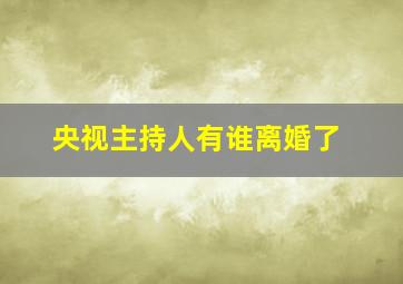 央视主持人有谁离婚了