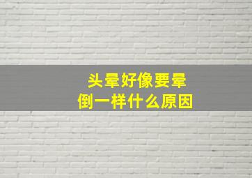 头晕好像要晕倒一样什么原因