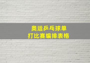 奥运乒乓球单打比赛编排表格