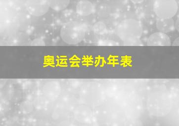 奥运会举办年表