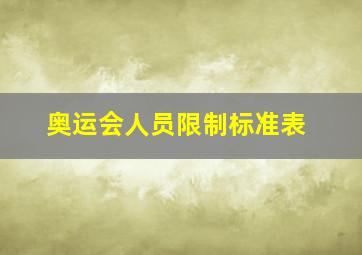 奥运会人员限制标准表