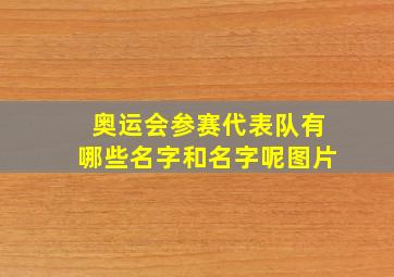 奥运会参赛代表队有哪些名字和名字呢图片