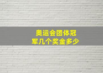 奥运会团体冠军几个奖金多少