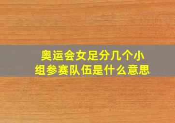 奥运会女足分几个小组参赛队伍是什么意思