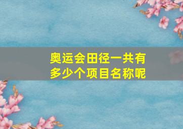 奥运会田径一共有多少个项目名称呢