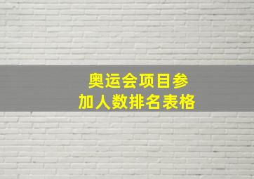 奥运会项目参加人数排名表格