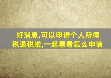 好消息,可以申请个人所得税退税啦,一起看看怎么申请