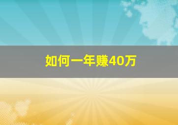 如何一年赚40万