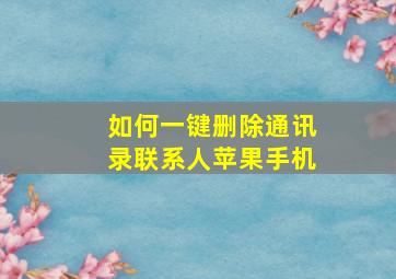 如何一键删除通讯录联系人苹果手机