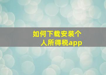 如何下载安装个人所得税app