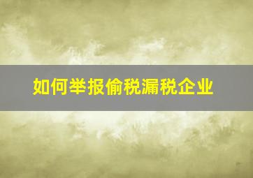 如何举报偷税漏税企业