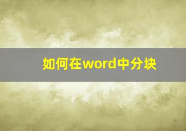 如何在word中分块