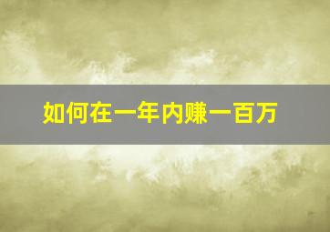 如何在一年内赚一百万