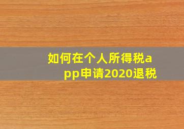 如何在个人所得税app申请2020退税