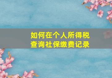 如何在个人所得税查询社保缴费记录