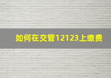 如何在交管12123上缴费