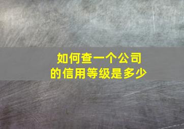 如何查一个公司的信用等级是多少