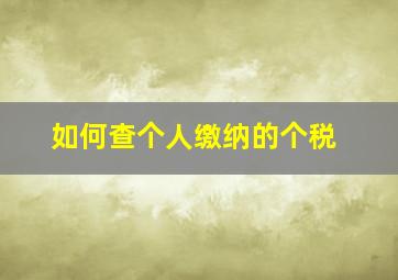 如何查个人缴纳的个税