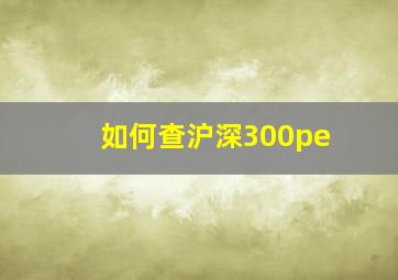 如何查沪深300pe