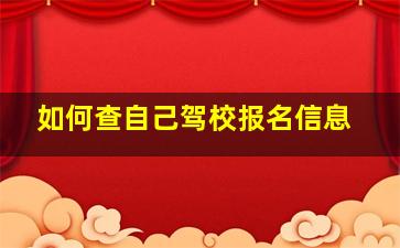 如何查自己驾校报名信息