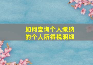 如何查询个人缴纳的个人所得税明细