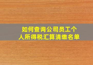 如何查询公司员工个人所得税汇算清缴名单