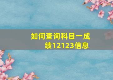 如何查询科目一成绩12123信息