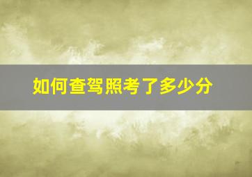 如何查驾照考了多少分