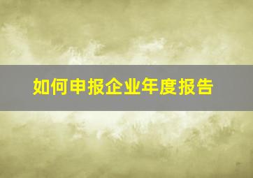 如何申报企业年度报告