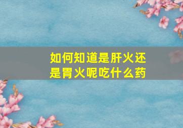 如何知道是肝火还是胃火呢吃什么药