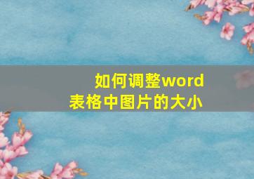 如何调整word表格中图片的大小