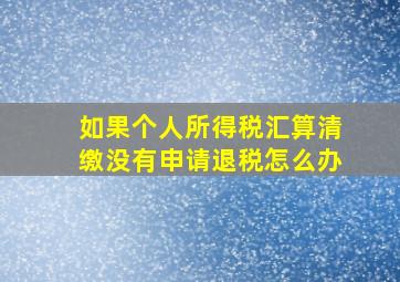 如果个人所得税汇算清缴没有申请退税怎么办