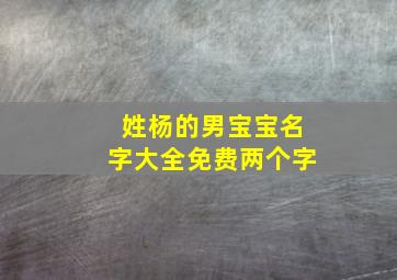 姓杨的男宝宝名字大全免费两个字