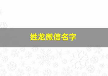 姓龙微信名字