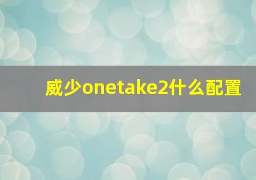 威少onetake2什么配置