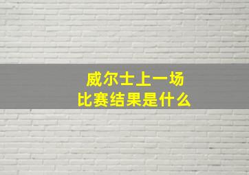 威尔士上一场比赛结果是什么