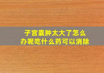 子宫囊肿太大了怎么办呢吃什么药可以消除