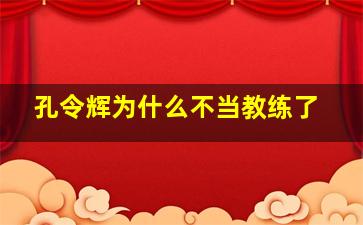 孔令辉为什么不当教练了